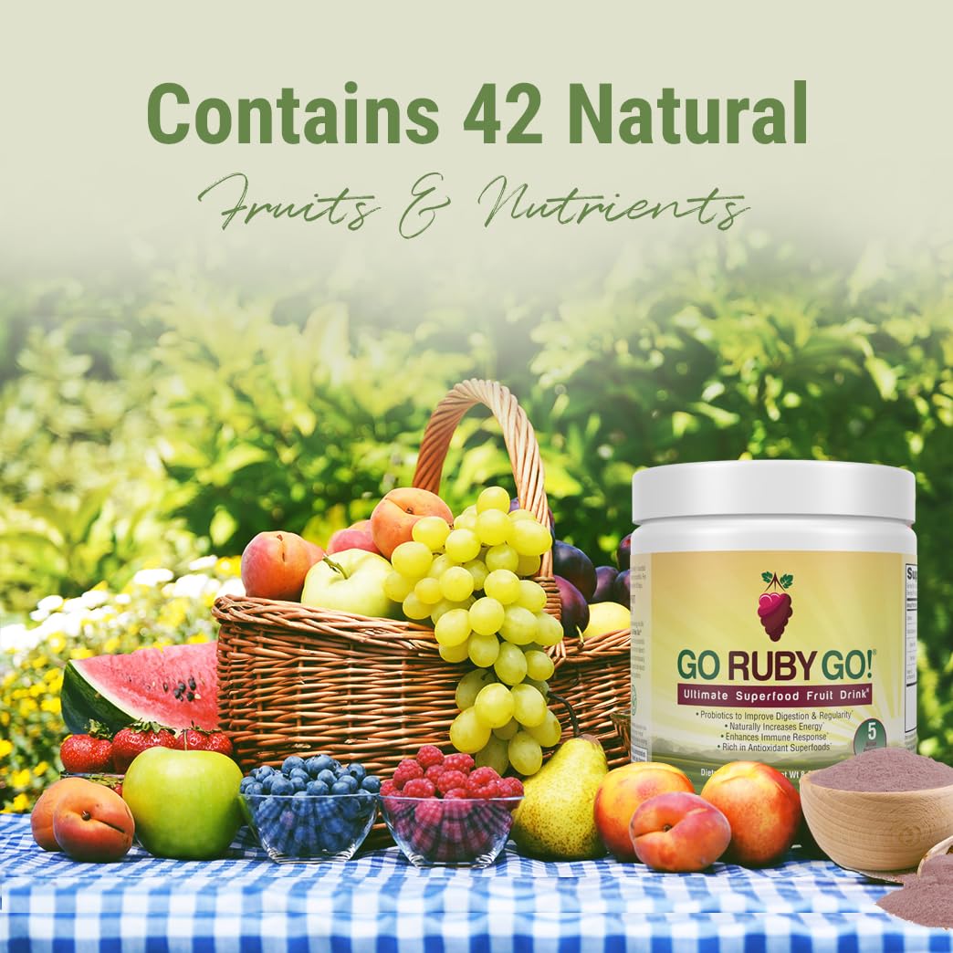 IVL - GO Ruby GO! Red Superfood Powder Juice | 42 Antioxidants Probiotics, and Immunity Boost (Beet Root Powder and more Powder Supplements) | Fruit Powder & Extract Blend | Energy & Digestion Boost