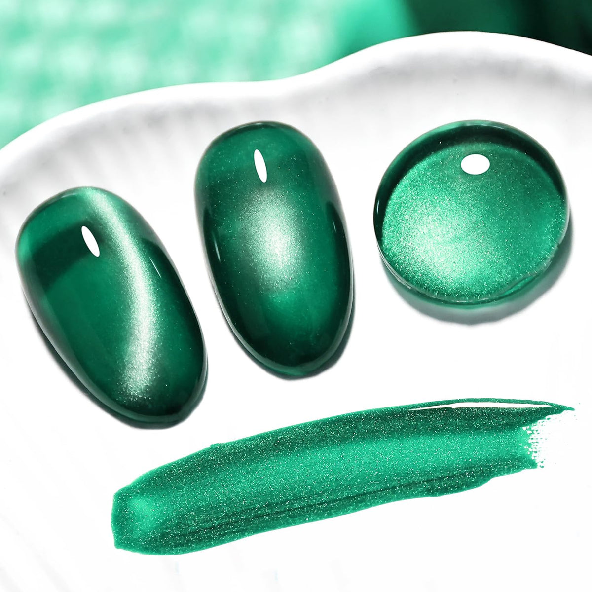 JODSONE 16.5ml Cat Eye Gel Nail Polish Dark Green Single Colors for Holographic Glitter Cat Eye Reflective Translucent Need U V Lamp