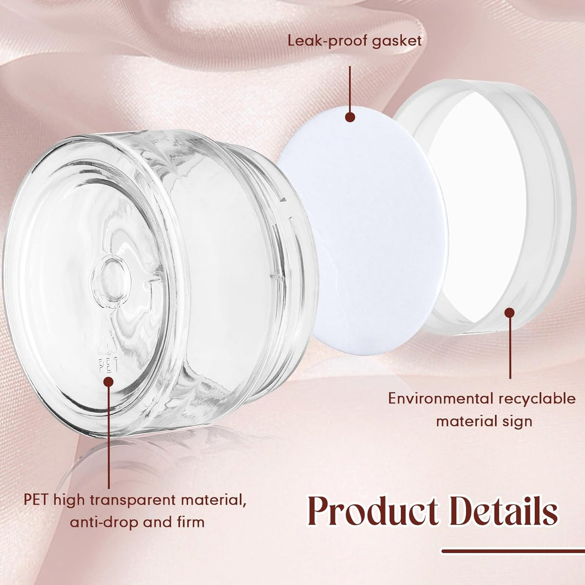 SATINIOR 100 Pcs Plastic Jars with Lids Small Containers Lids Wide Mouth Small Plastic Containers for Lotion Cream Rhinestones Body Butters Travel Storage(1 oz,Clear)