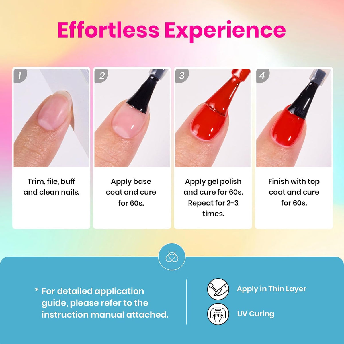 Beetles Summer Gel Nail Polish Set - 20 Color Neon Bright Colors Red Hot Pink Glitter Gel Polish Kit with Base Top Coat Soak Off Uv Led Nail Gifts for Women