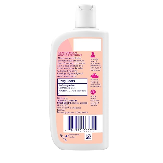 Clean & Clear Essentials Dual Action Oil-Free Facial Moisturizer, Salicylic Acid Acne Treatment with Pro-Vitamin B5 Moisturizes While Treating Acne & Helping to Prevent Pimples, 4 fl. oz, 3 Pack