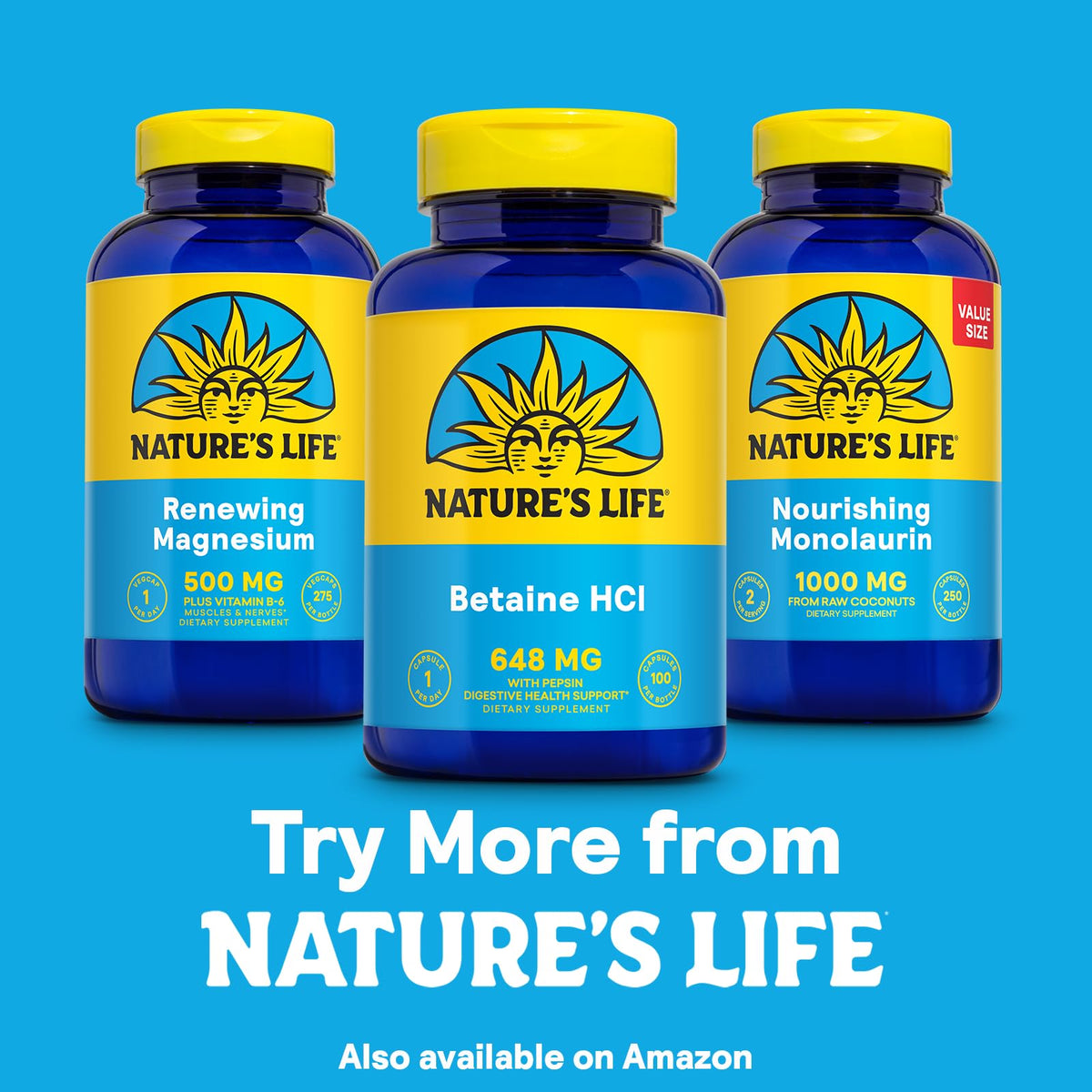 NATURE'S LIFE Betaine HCL with Pepsin - Digestive Health Formula with Digestive Enzymes for Gut Health Support - High Potency Hydrochloric Acid Supplement, 60-Day Guarantee, 100 Servings, 100 Capsules