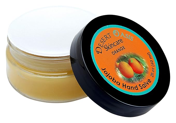 Orange Hand Salve with over 50% Jojoba Oil plus 2 Organic Orange Lip Balms with over 70% Jojoba Oil. 100% Natural. By Desert Oasis Skincare (1 fl oz/29 ml)