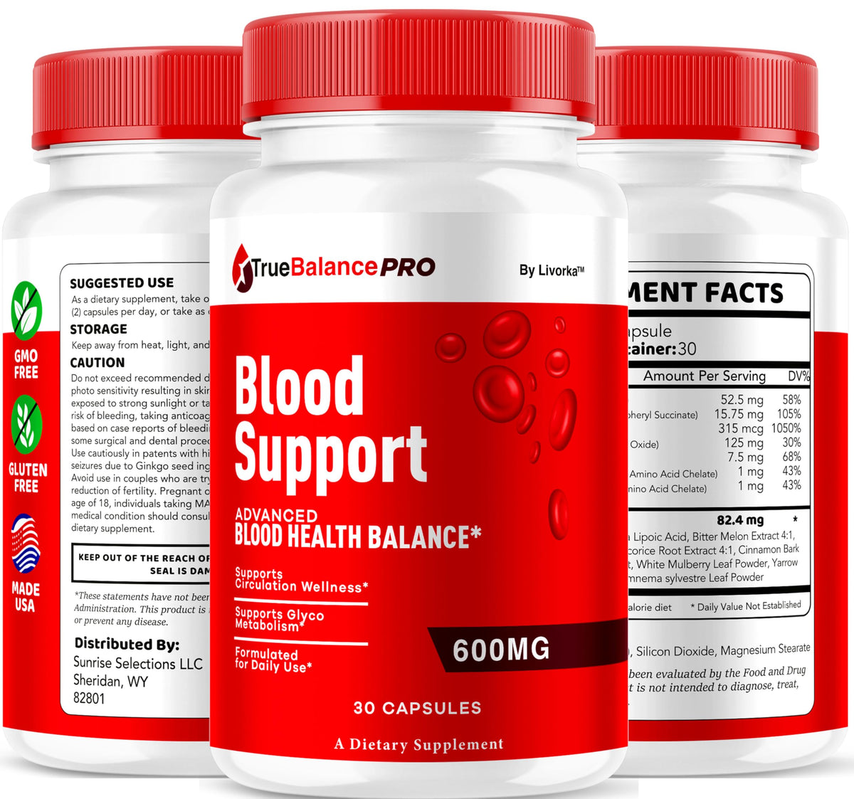 True Balance Blood Support Pro Glycogen Capsules Maximum Strength, TrueBalancePro Pills Supplement Multivitamin All Natural Advanced Formula Daily Health & Wellness, 30 Capsules for 1 Month