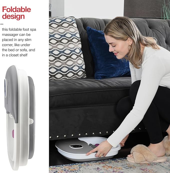 Medical king Foot Spa with Heat and Massage and Jets Includes A Remote Control A Pumice Stone Collapsible Foot Spa Massager with Heat and Massage Bubbles and Vibration