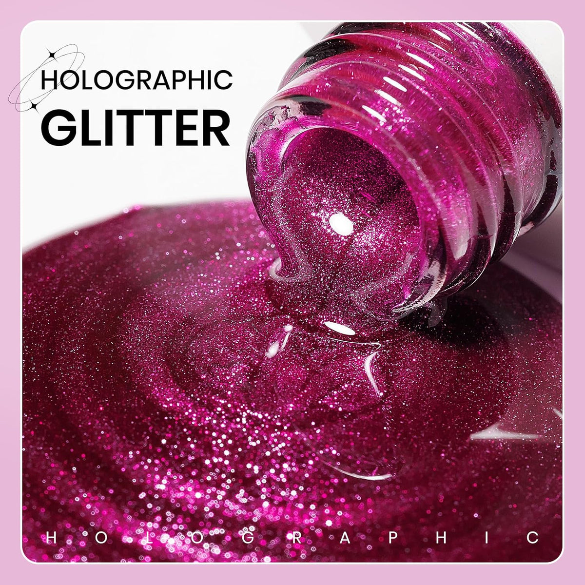 Hot Pink Cat Eye Gel Polish with Magnet 15ML Crystal Magnetic Cateye Gel Nail Nail Polish Holographic Glitter Shimmer Reflective Nail Polish with Magnet Soak Off Salon DIY at Home
