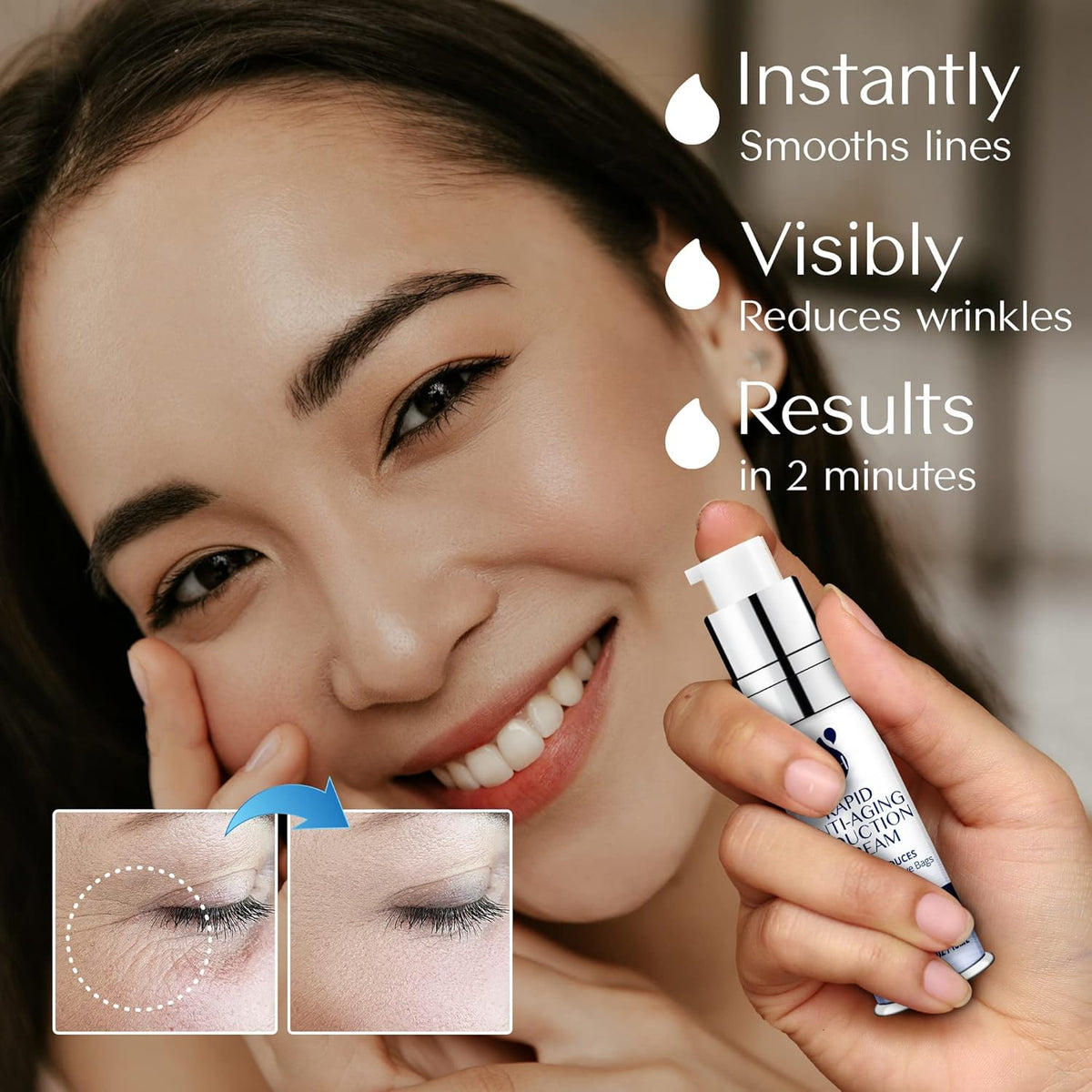 TEREZ & HONOR Anti-Aging Rapid Reduction Under-Eye Cream, Visibly and Instantly Reduces Wrinkles, Dark Circles and Eye Bags in 120 Seconds, Hydrates & Lifts Skin Rapid (0.34 fl.oz)