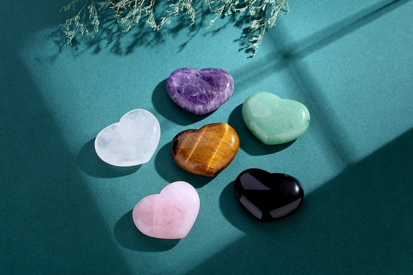 1.8" Rose Quartz Heart Stone Healing Crystals Love Stones Decor Pocket Meditation Palm Worry Gemstone Reiki Energy Balancing Mother's Day Gift