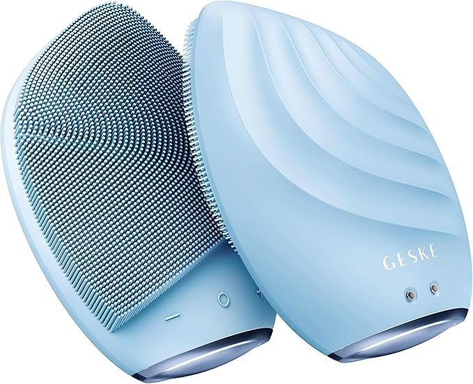 SmartAppGuided™ Sonic Facial Brush 5 in 1 | Vibrating Electric Facial Cleansing Brush | Soft Silicone Brush | Professional Facial Cleanser | Skin Cleanser & Exfoliator | Face Massager