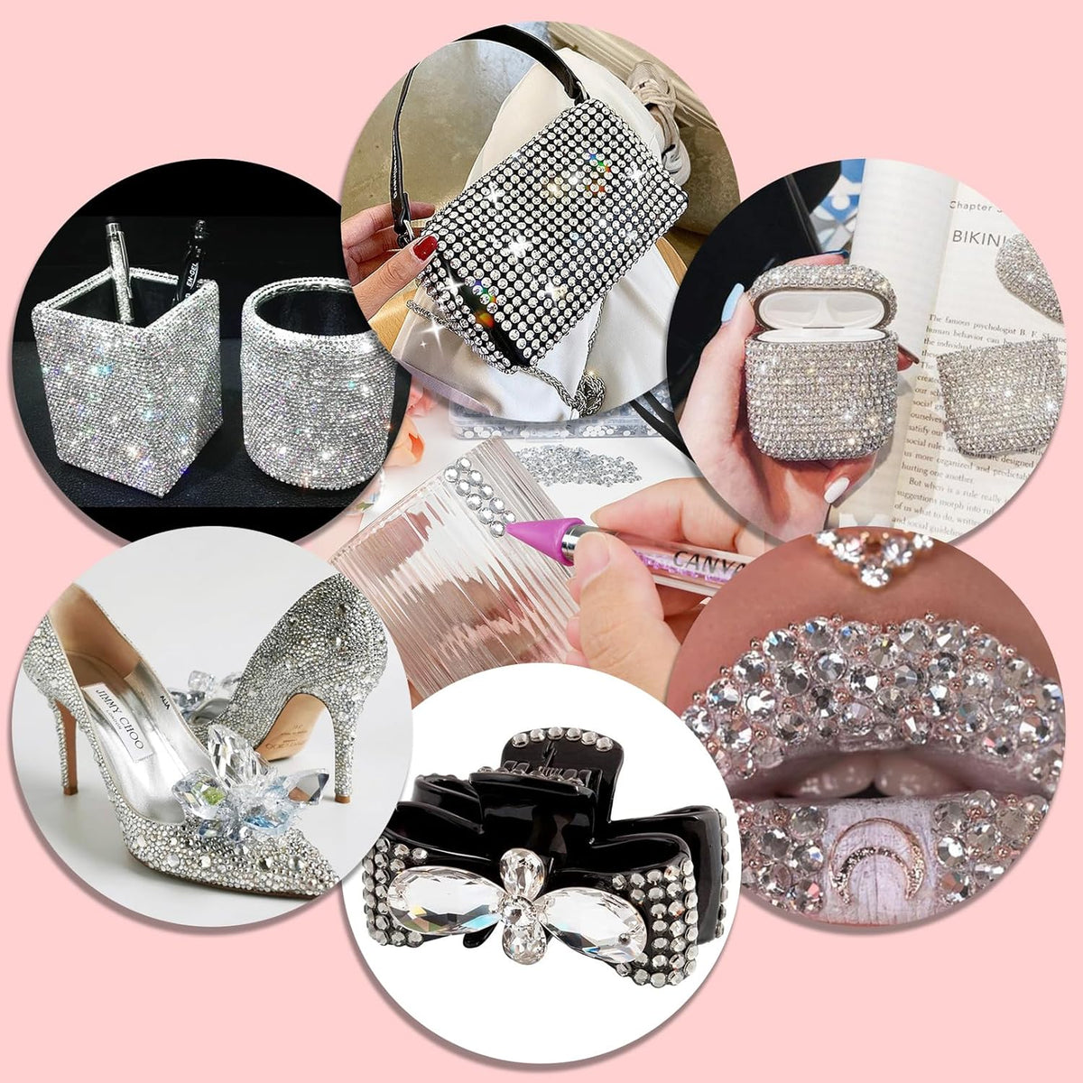 Canvalite 25000Pcs Resin Jelly Rhinestones for Crafting, Clear Flatback Gems, Bedazzling Crystal with 5Pcs 2.5g B7000 Jewelry Glues and Tweezers and Dotting Pen for DIY Crafts Clothing Shoes Nail Art