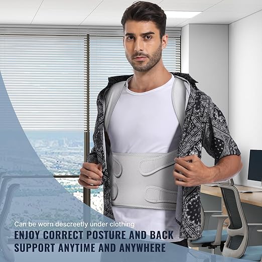 Fit Geno Back Brace Posture Corrector for Men & Women: Shoulder Straightener Adjustable Full Back Support Pain Relief - Scoliosis Hunchback Spine Corrector (Medium)