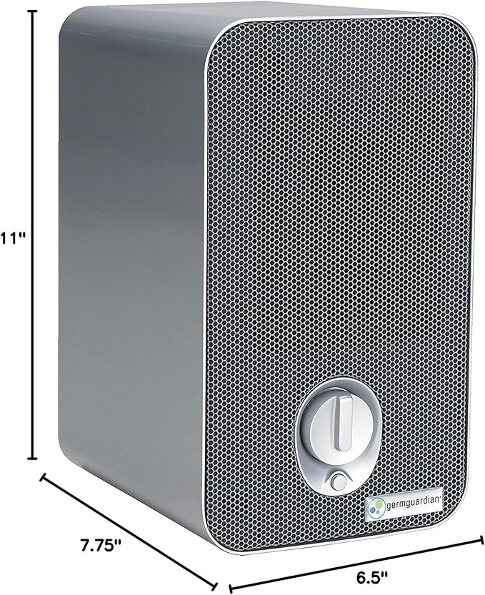 GermGuardian Air Purifier for Home with HEPA Filter, Removes 99.97% of Pollutants, Covers up to 375 Sq. Foot Room in 1 Hr, UV-C Light Helps Reduce Germs, Zero Ozone Verified, 11", Silver, AC4100CA