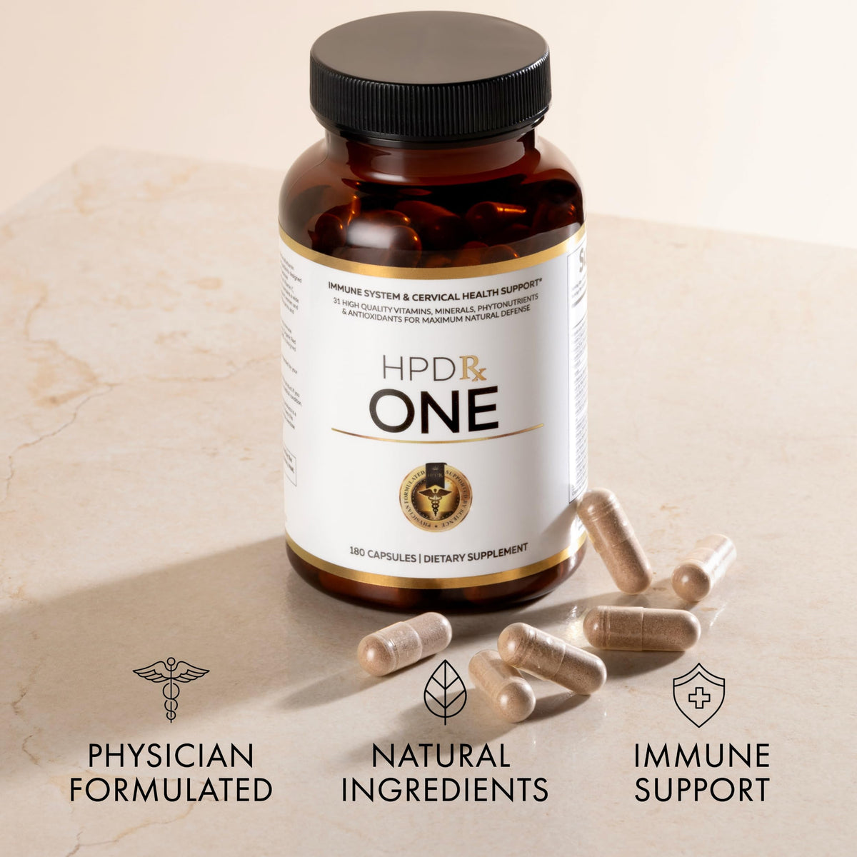 HPD Rx ONE Immunity Boost Multivitamin | Supplements for Women and Men | Advanced Immunity Defense Support | Helps Immune Response | 2-Month Supply, 360 Capsules, Pack of 2