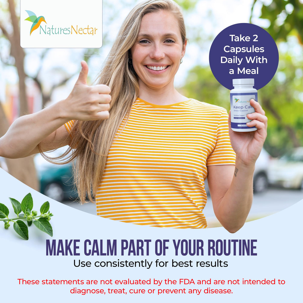 Nature's Nectar Keep Calm with Ashwagandha, GABA & 5-HTP – 60 Capsules
