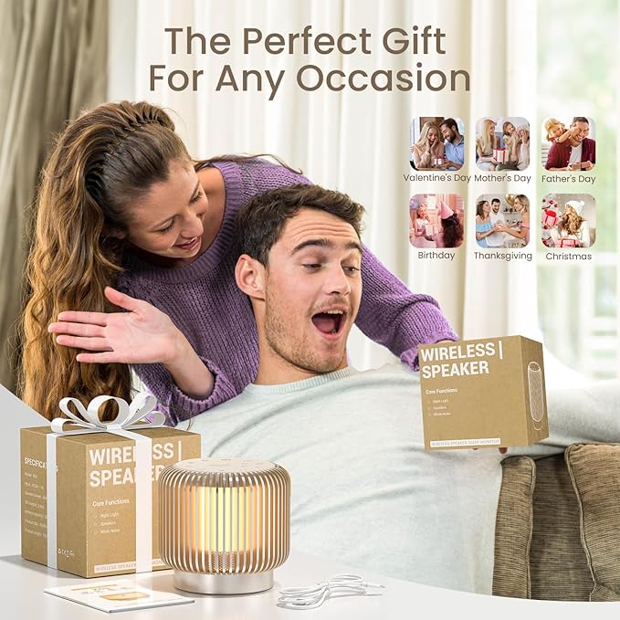 White Noise Sound Machine, Bluetooth Speaker with Dimmable Night Light 26 Soothing Sounds 4 Timers Brown Noise Sleep Sounds Machine for Adult Baby, Bedroom Home Office, Gifts
