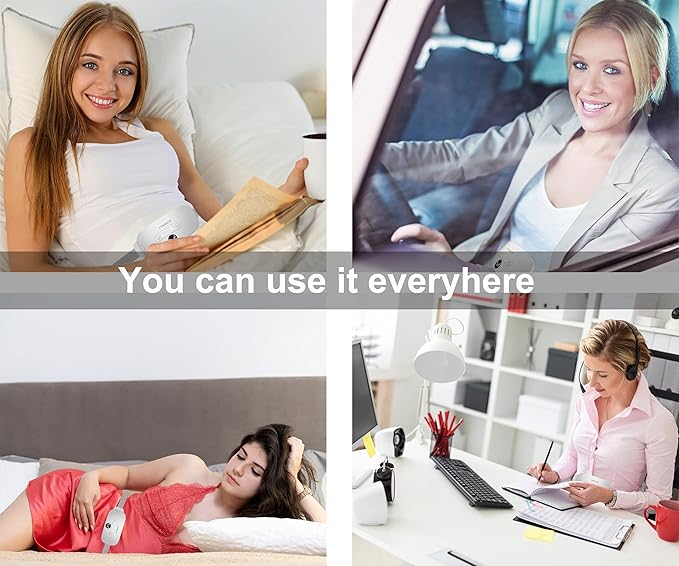 Portable Cordless Heating Pad for Cramps, Electric Waist Belt Device, Fast with 3 Heat Levels and Massage Modes, Back or Belly Women Girl