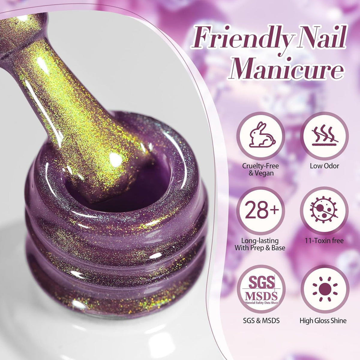 BORN PRETTY Cat Magnetic Eye Gel Nail Polish, Magenta Yellow Cat Glitter Cat Magnetic Gel Nail Polish Honey Trap Magnetic Nail Polish for Nail Art Manicure Salon DIY at Home 15ML