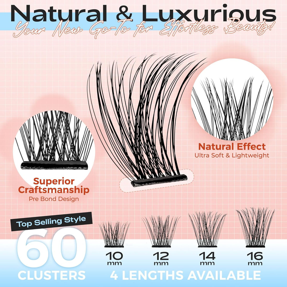 LASHVIEW Self AdhesiveLash Clusters DIY Lash Extensions 72 Clusters Lashes C D Curl LASH Single Lashes Eyelash No Glue Needed Clusters Extensions
