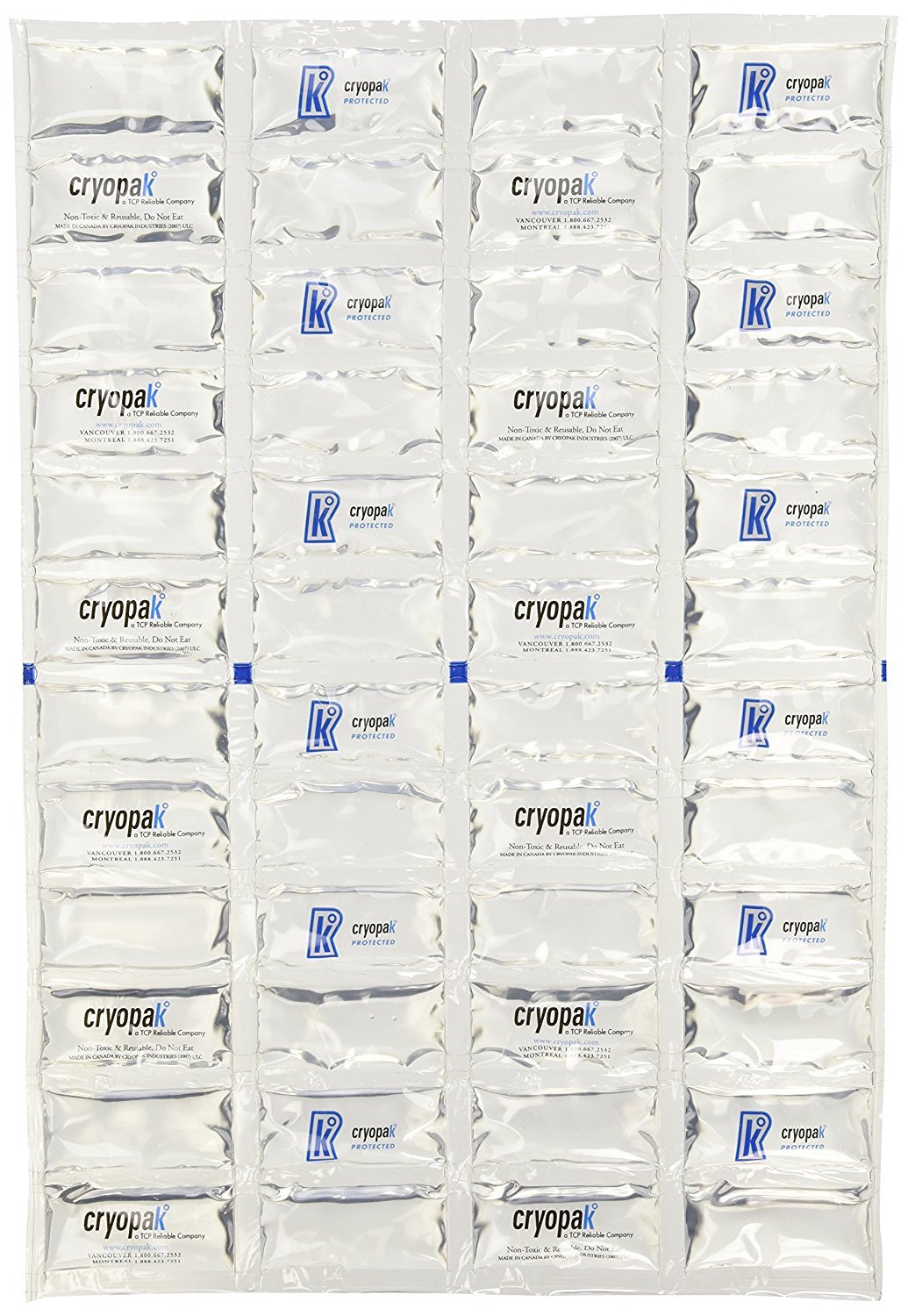 Cryopak 4 Large Multi Purpose Reusable 12x17 Non Toxic Ice Blanket Freeze Pack for Coolers Boating Fishing Camping Keep Food Fresh