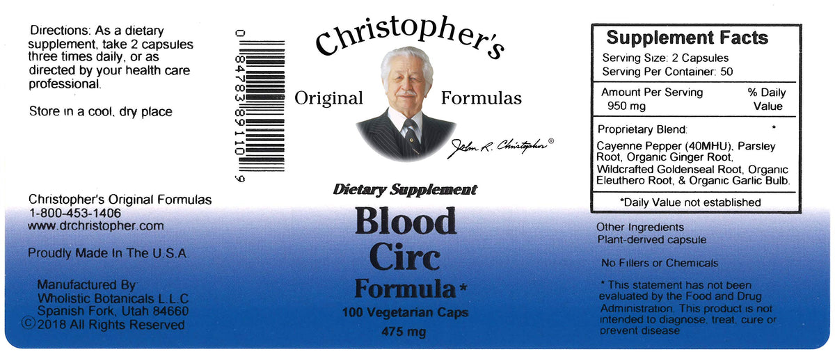 Dr. Christopher'S Formulas Blood Circulation Formula 100 Cap