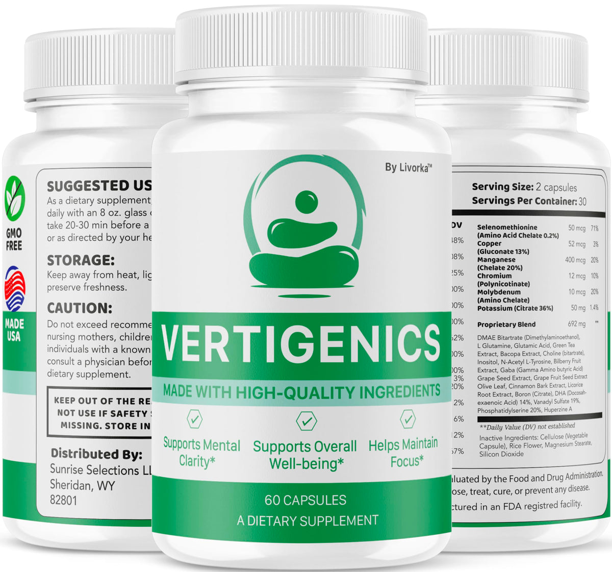 Vertigenics Supplement Capsules, Vertigenics Review, Vertigenics Advanced Formula Brain Health Support, Vertigenics Pills All Natural Formula, 60 Capsules for 1 Month