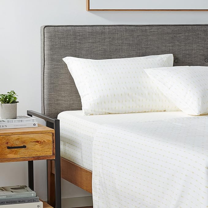 Tommy Bahama - Queen Sheets, Cotton Percale Bedding Set, Crisp & Cool, Stylish Bedding Set (Pineapple Pinstripe Yellow, Queen)