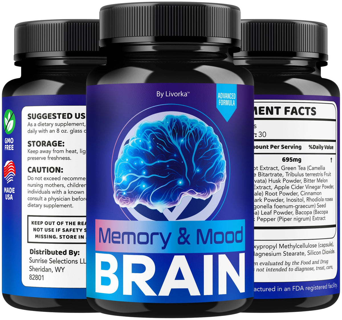 (5 Pack) Memory Mood and Brain Capsules - Official Daily Support Brain Health Supplement Pills Advanced Formula, Memory & Mood Brain & Memory Focus Reviews, 300 Capsules for 5 Months