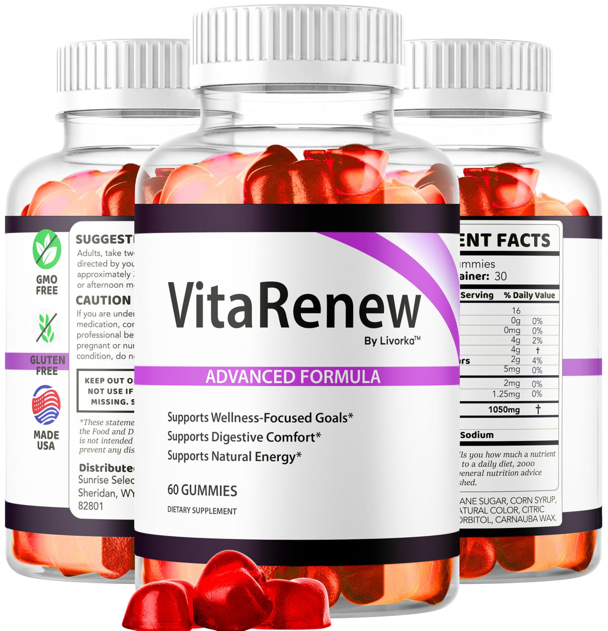VitaRenew Gummies - Original VitaRenew Advanced 1050MG Formula - Maximum Strength, Supplement Gummy Official Formula Vita Renew All Natural Overall Wellness Support, 60 Gummies for 1 Month