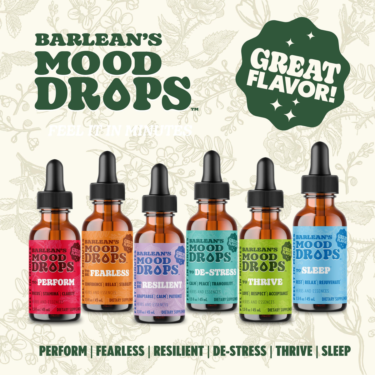 Barlean's Mood Booster Supplement, Perform L Theanine and Shilajit Liquid Drop Supplements for Men and Women, Adaptogen Herbs Drops, 1.5 oz