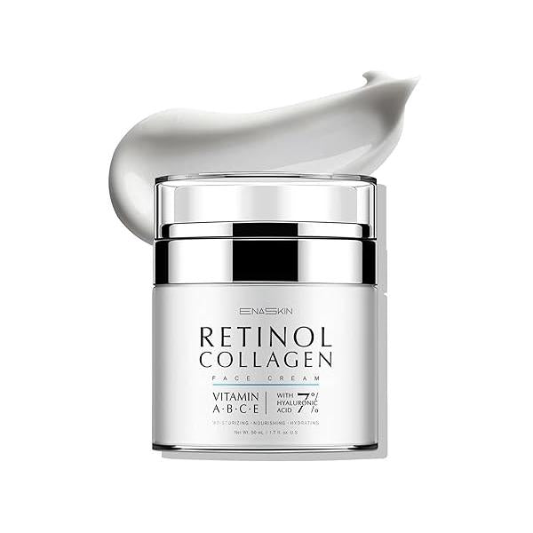 EnaSkin Retinol Collagen Face Moisturizer: Anti Aging & Wrinkle Repair Cream for Women - 7% Hyaluronic Acid Boost Hydration Formula Facial Neck Day/Night Firming Lifting, 1.7 Fl Oz
