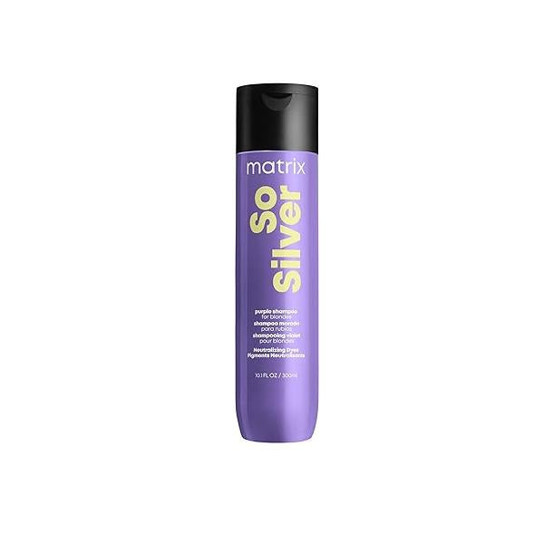 Matrix So Silver Purple Shampoo - Neutralizes Yellow Tones, Color Depositing, Brightening & Toning, For Treated, Blonde, Grey, White and Platinum Hair, Vegan