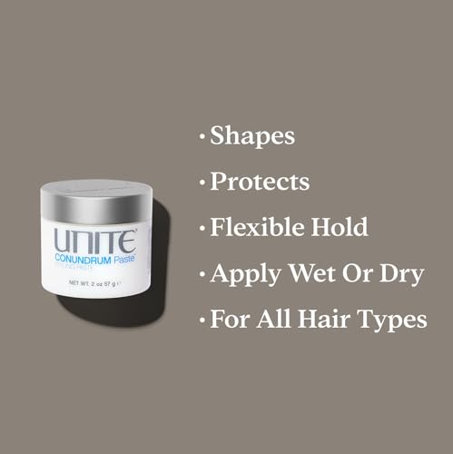 UNITE Hair – CONUNDRUM Paste – 3-in-1 Styling Cream, Wax & Paste, Hold, Protects UV/Heat Damage, 2oz