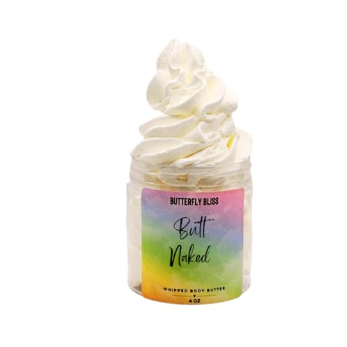 Butt Naked Whipped Body Butter, natural lotion, organic, 8oz jar, made with shea butter, mango butter, coconut oil, almond oil