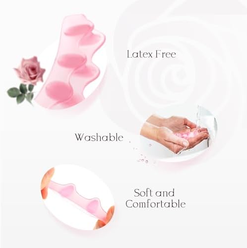 Welnove Toe Separators Spacers for Women - Toe Spreaders with Rose Extract, Toe Straightener for Women Men - Toe Stretcher for Walking, Running & Yoga Practice - Rose, 4 Pack