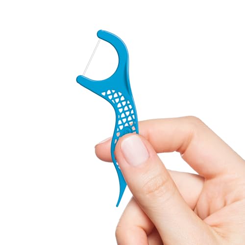 GUM Advanced Care Floss Picks - Dental Flossers for Adults with Vitamin E and Fluoride - Extra Strong Shred-Resistant Dental Floss, Easy Grip Handle, Fresh Mint Flavor, 90 Count (Pack of 6)