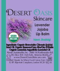 Lavender Hand Salve with over 50% Jojoba Oil plus 2 Organic Lavender Lip Balms with over 70% Jojoba Oil. 100% Natural. By Desert Oasis Skincare (1 fl oz/29 ml)