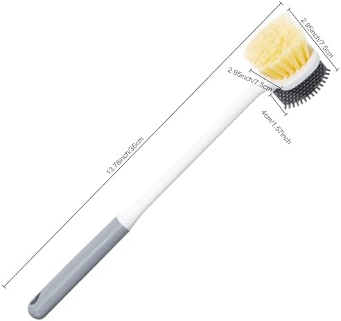 Foot Scrubber Toe Cleaning Brush, 3 Pack Shower Foot Scrubber with Long Handle, Double-Sided Silicone and Soft Bristle Brush for Skin Exfoliation, Seniors, Adults, Grey Purple Green