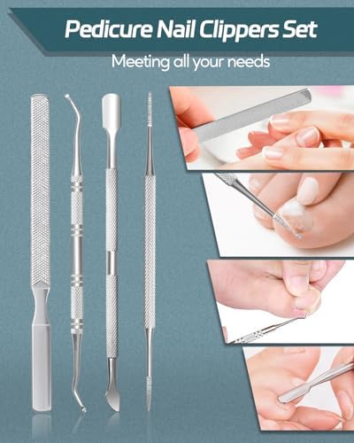 Toenail Clippers for Seniors Thick Toenail, Podiatrist Toe Nail Clipper Kits for Adult, Men, Women, Super Sharp Curved Blade Large Nail Tools, at Home Ingrown Toenail Remove Kit, 6 Pieces