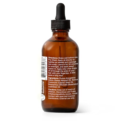 Plant Therapy Rosemary & Castor Oil - 4 oz Hair Treatment for Growth, Shine, Softness, Healthy Scalp & Hair Mask