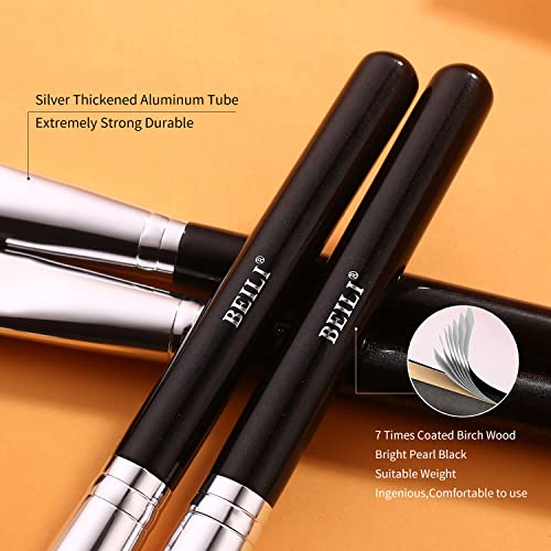 BEILI Makeup Brushes 12pcs Makeup Brushes Set with Holder Premium Synthetic Kabuki Foundation Brush Blending Blush Concealer Full Face Makeup Brushes Kit With Gift Box(Black)