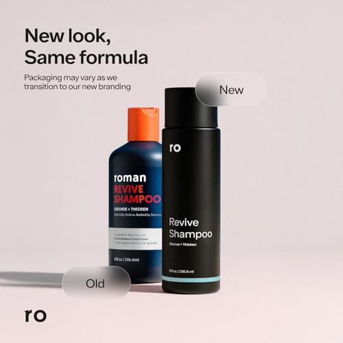 Roman Men's Revive Shampoo & Restore Conditioner Duo | Exfoliates, Clarifies, Fortifies & Moisturizes for Thicker Looking Hair, Made Without Sulfates, Parabens, or Phthalates | 8 fl oz (Pack of 2)