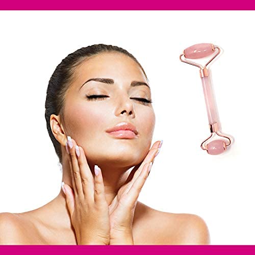 Jade Roller For Face - Authentic Rose Quartz Facial Rollers for Women, Pink Jade Roller and Gua Sha Set Face Roller Skin Care Reduce Wrinkles, Anti-Aging, Dark Circles + Eye Puffiness Valentines Gifts