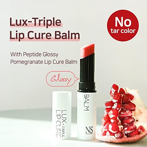 Lux Triple Lip CURE Glossy Balm (0.17oz) (AURA(Deep magenta pink)) 4 million units sold in Korea, Natural Tinted Korean Lip Balm, Petroleum/Paraben Free, Lip Butter,lip balm hydrating