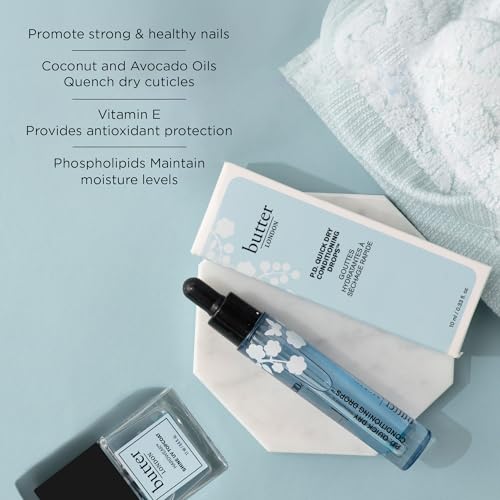 butter LONDON P.D. Quick Dry Conditioning Drops Cuticle Oil - Nail Oil with Vitamin E Moisturizes & Conditions Cuticles & Nail Beds - Cuticle Care for Manicure & Pedicure, Vegan & Gluten Free