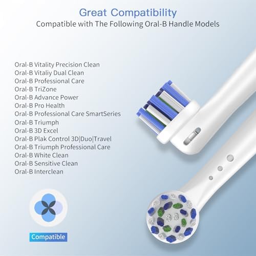 Replacement Toothbrush Heads for Oral B Braun, 8 Pack Professional Electric Toothbrush Heads, Precision Clean Brush Heads Refill Compatible with Oral-B 7000/Pro 1000/9600/ 5000/3000/8000 (8pack)