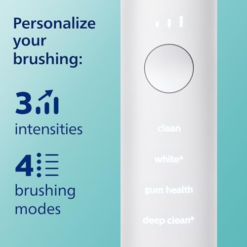 Philips Sonicare DiamondClean Smart 9300 Electric Toothbrush, Sonic Toothbrush with App, Pressure Sensor, Brush Head Detection, 4 Brushing Modes and 3 Intensity Levels, White, Model HX9903/05