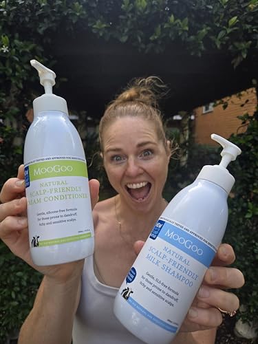 MooGoo Natural Milk Shampoo & Cream Conditioner Pack - For Itchy, Dry, Eczema, Psoriasis & Dandruff Prone Scalps – SLS, Silicone, Sulfate & Paraben Free - Natural & Gentle Formula – 2x 16.9 fl. oz.