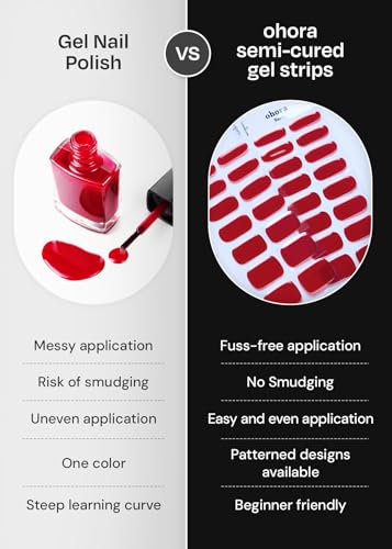 ohora Semi Cured Gel Nail Strips (N Bare Apricot) - Nude, Solid, Works with Any UV/LED Lamps, Salon-Quality, Long Lasting, Easy to Apply & Remove - Includes 2 Prep Pads, Nail File & Wooden Stick