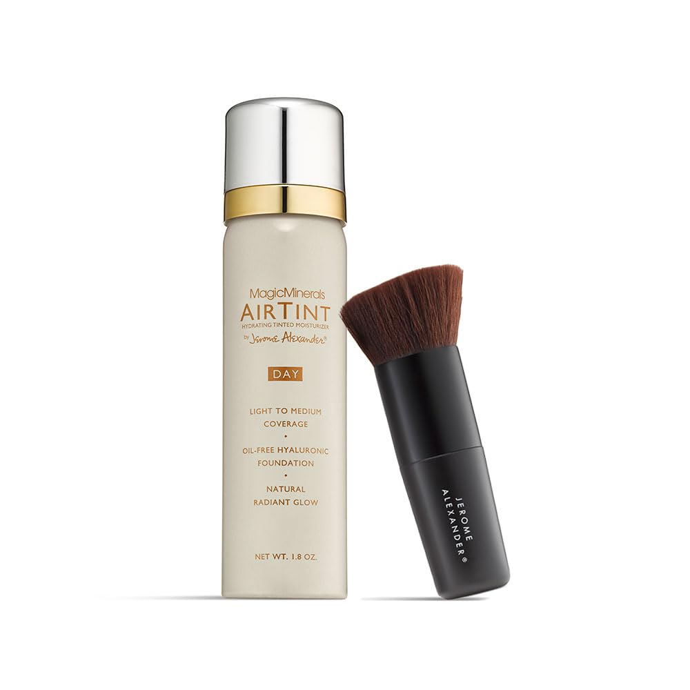 Jerome Alexander MagicMinerals AirTint Tinted Moisturizer AirBrush Spray Light | Tinted Moisturizer Spray with Anti-Aging Ingredients | Fair |2PC