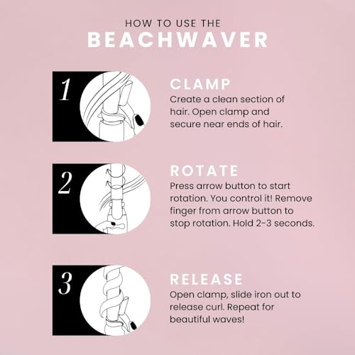 B1 Rotating Curling Iron - Automatic 1 Inch Ceramic Curling Iron - Easy-to-Use Spinning Wand for Long-Lasting Waves - Auto-Shut Off and Dual Voltage (BW160)